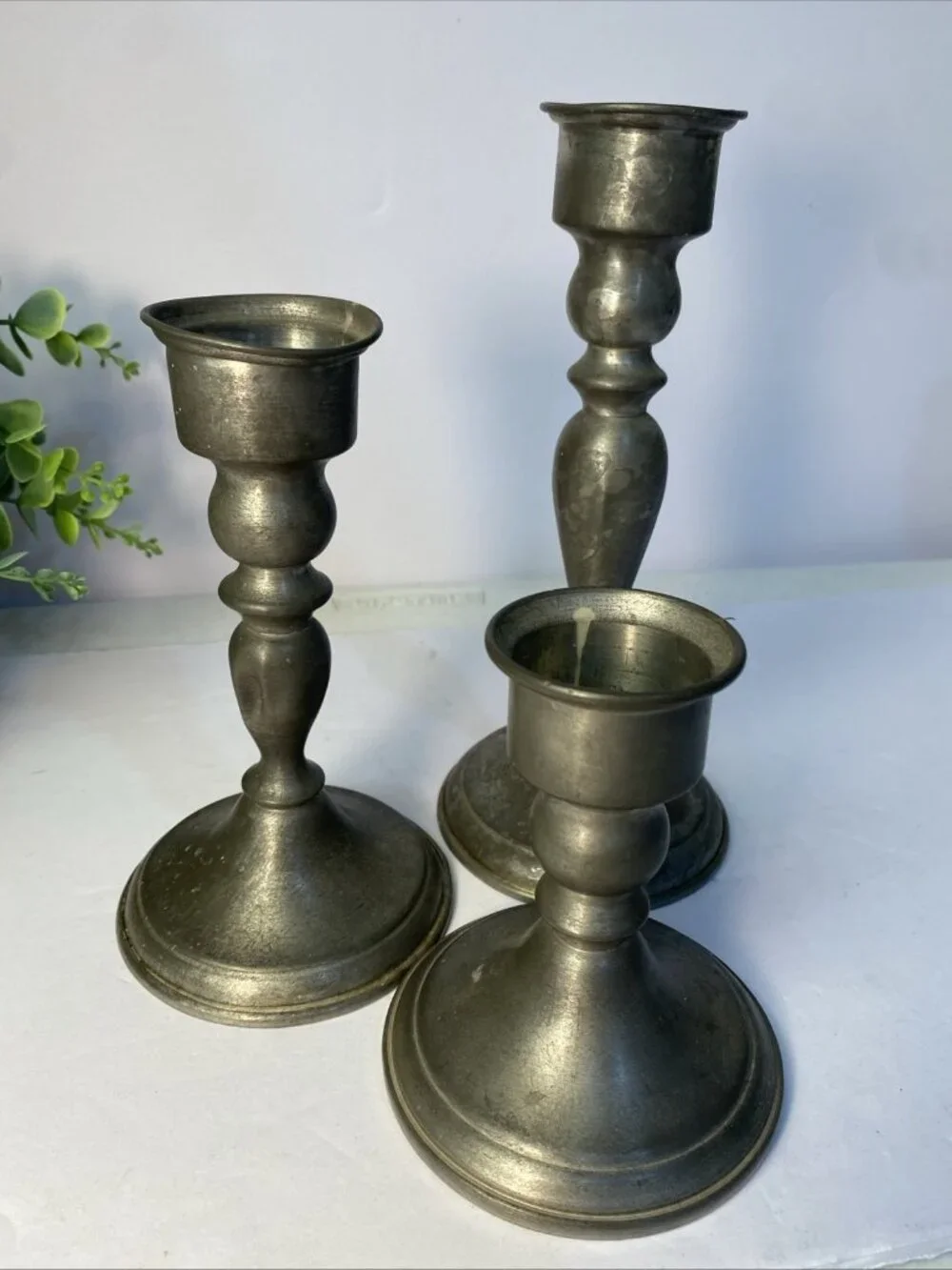 Leonard Genuine Pewter Candle Stick Holders, Weighted, Vintage, Made in Bolivia
